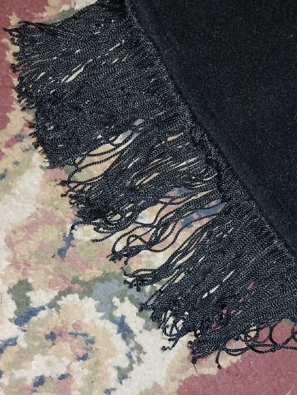 Vintage Neckworks Black Paisley Fringe Double Sided Winter Scarf - Picture 6 of 6